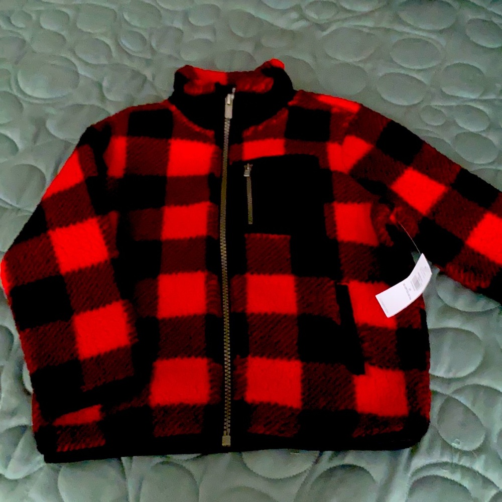 NWT. Old navy buffalo check fleece zip up.